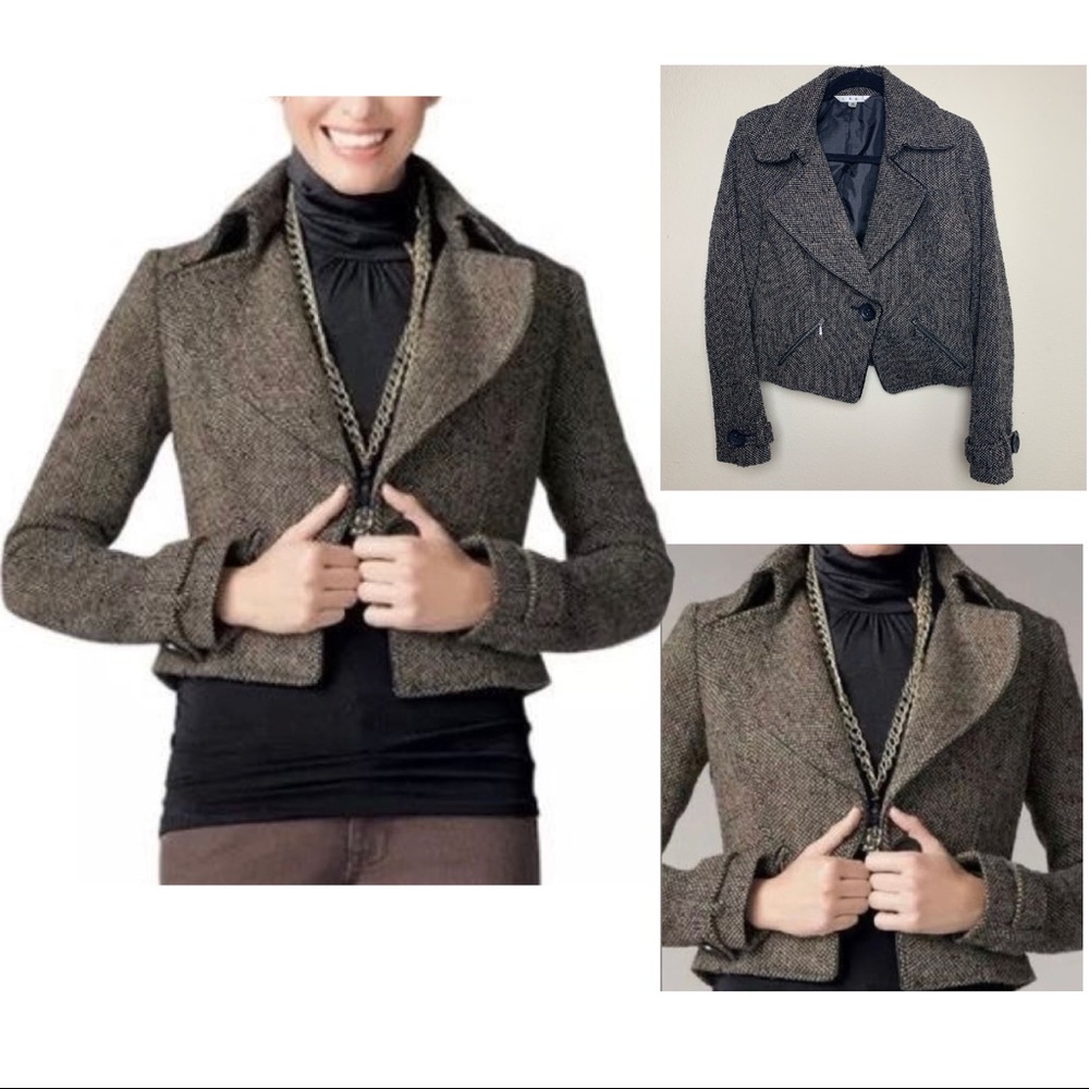 CAbi Tweed Crop Moto Jacket / Blazer